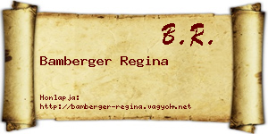 Bamberger Regina névjegykártya
